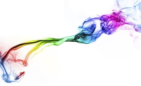 Цветной дым на белом фоне