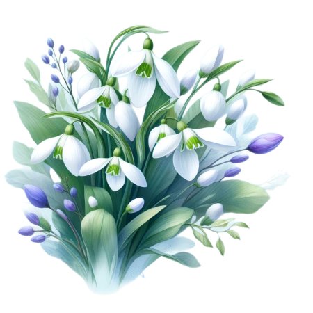 Подснежники на белом фоне