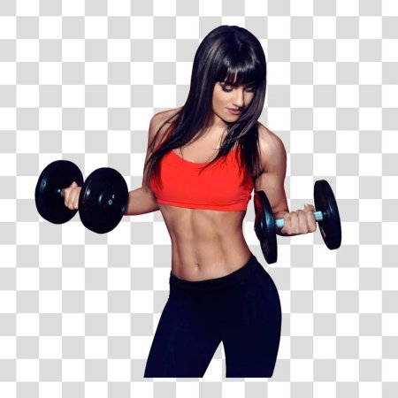 Девушка с гантелей