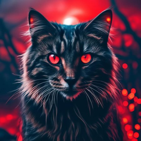 Чёрный кот с красными глазами