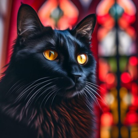 Красивый черный кот