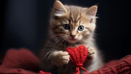 Милые котики с сердечками