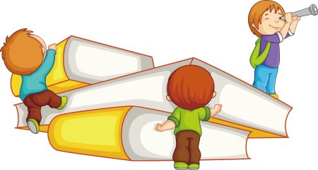 Дети с книжками на прозрачном фоне