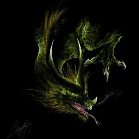 Дракон на темном фоне