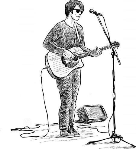 Набросок человека с гитарой
