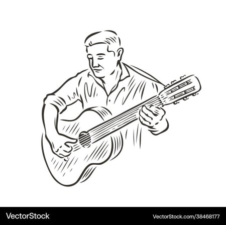 Мужчина играет на гитаре рисунок