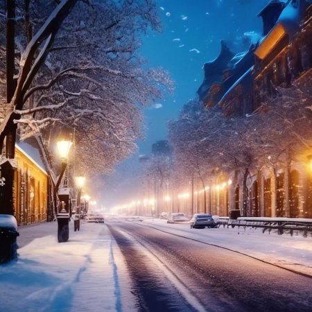 Зимняя улица вечером