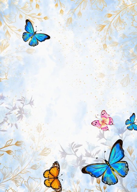 Голубой фон с бабочками