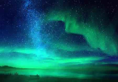 Полярная звезда и Северное сияние
