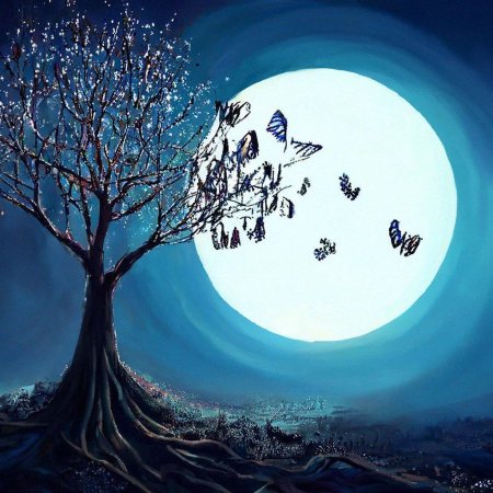 Древо лунная ночь