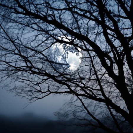 Луна через ветки деревьев