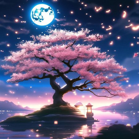 Сакура ночью