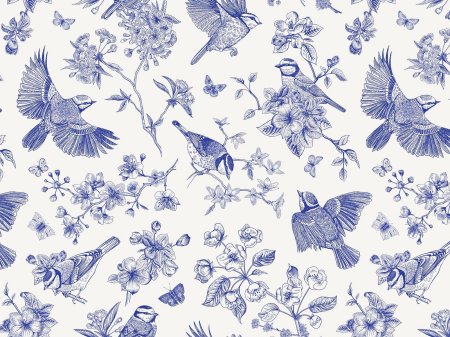 Ткань с птицами