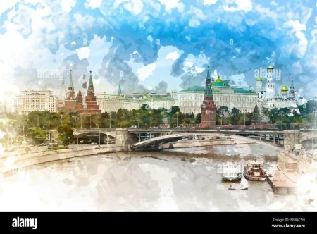 Кремль акварель