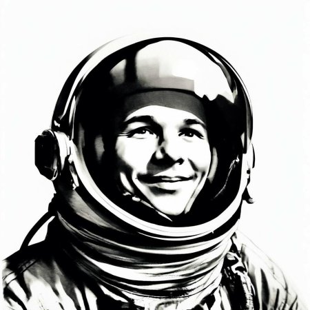 Портрет гагарина в скафандре