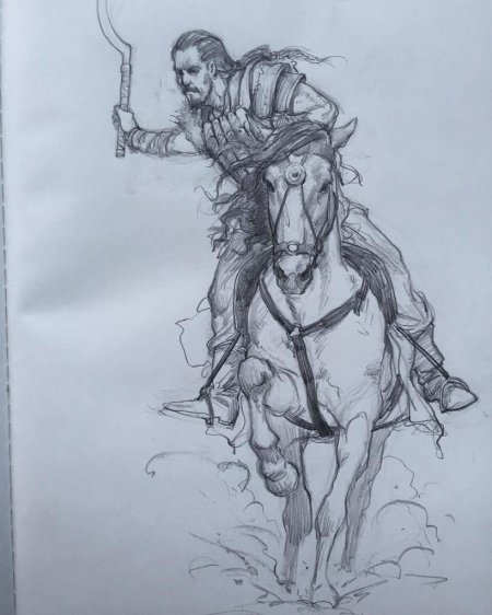 Скетчи воины на конях