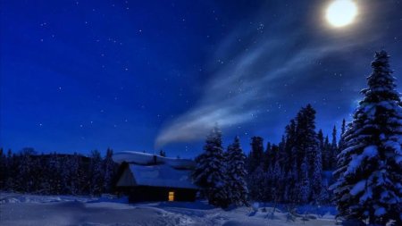 Зимний ночной пейзаж