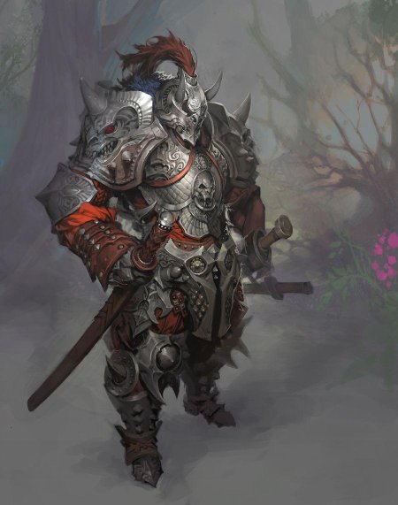Паладин фэнтези арт в тяжелой броне