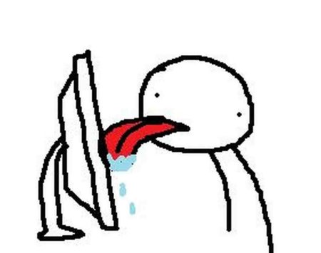 Облизывает экран Мем