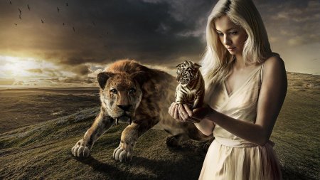 Девушка с тигром фэнтези