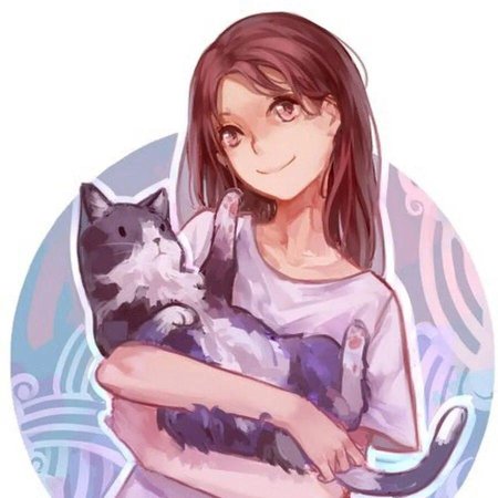 Девочка и кот арт