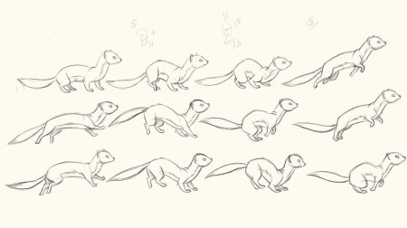 Наброски животных в движении