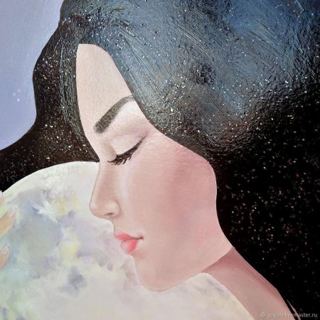 Картина девушка на месяце