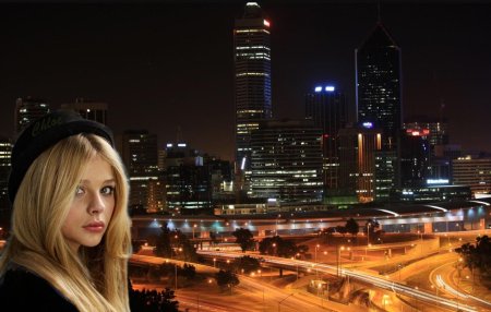 Фотосессия на фоне ночного города