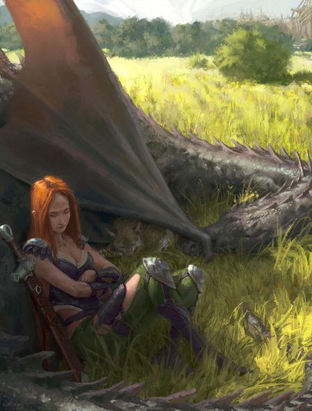 Фэнтези девушки рыжие с драконами