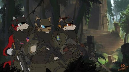 Фурри команда военных Волков