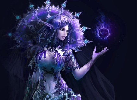 Эльфийка с фиолетовыми волосами