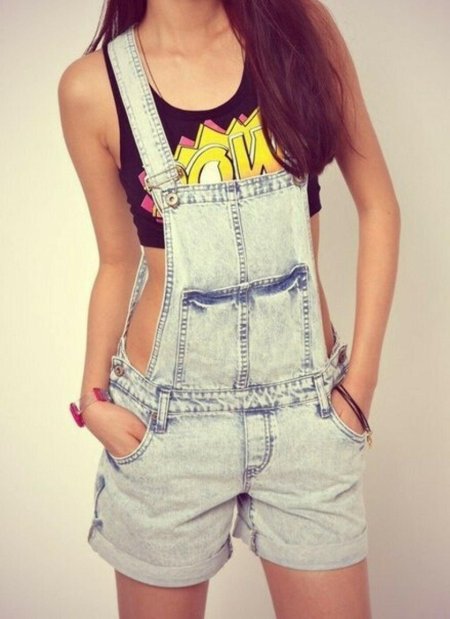 Джинсовый комбинезон шорты