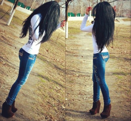 Девушки с длинными волосами джинсы