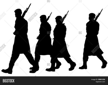 Строй солдат силуэт