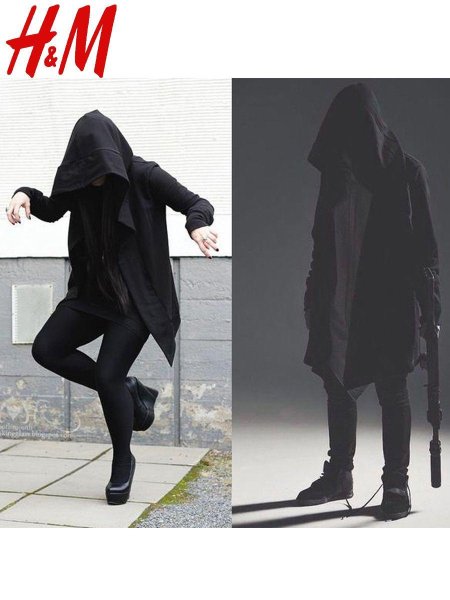 Мантия мужская с капюшоном черная ассасин Крид