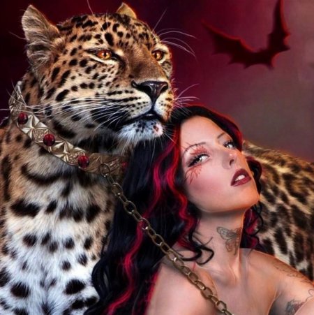 Девушка и леопард