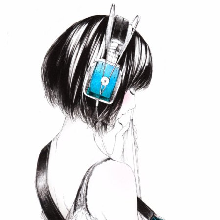 Аниме девушка в наушниках