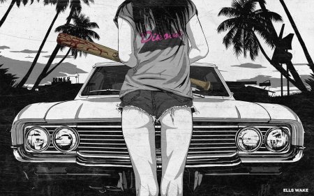 Аниме девушки и автомобили