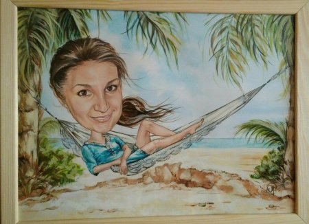 Шарж женщина на море