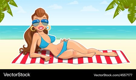 Рисованная девушка в купальнике