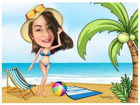 Шарж девушка в купальнике