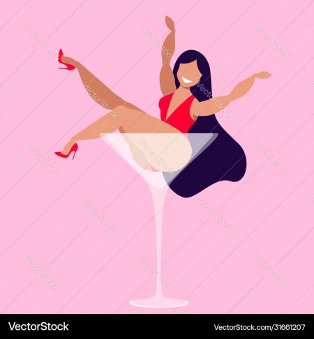Девушка в бокале вектор