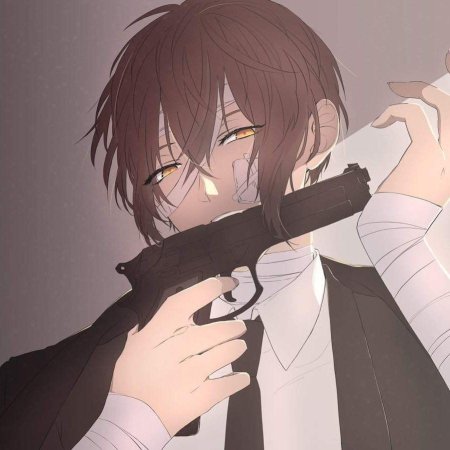 Дадзай Осаму с пистолетом