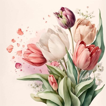 Тюльпаны акварелью