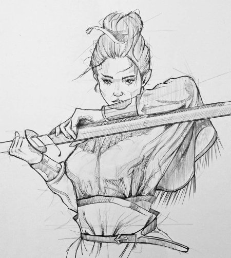 Самурай рисунок карандашом