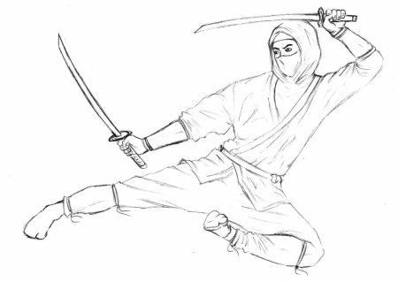 Ниндзя рисунок карандашом
