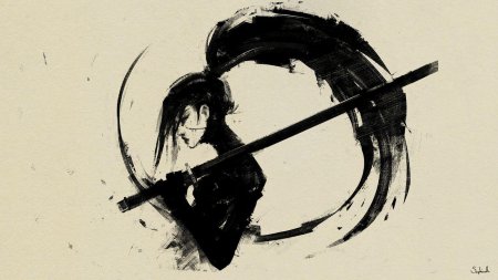 Девушка с катаной рисунок