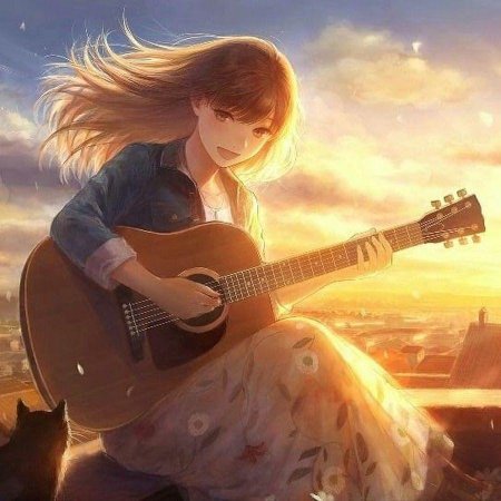 Девушка с гитарой арт