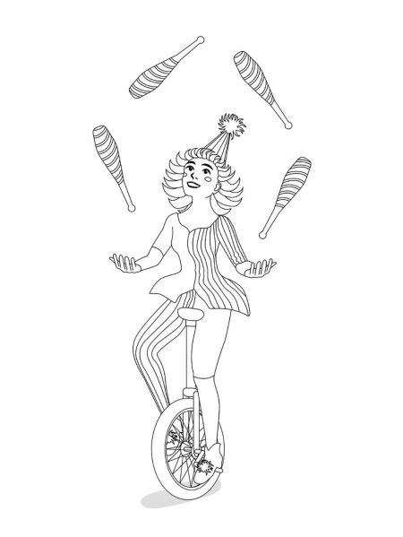 Раскраска жонглер в цирке