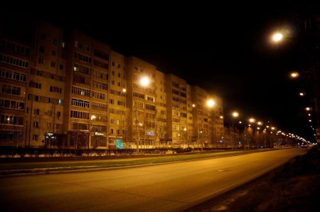 Ночной город Россия спальный район дворы